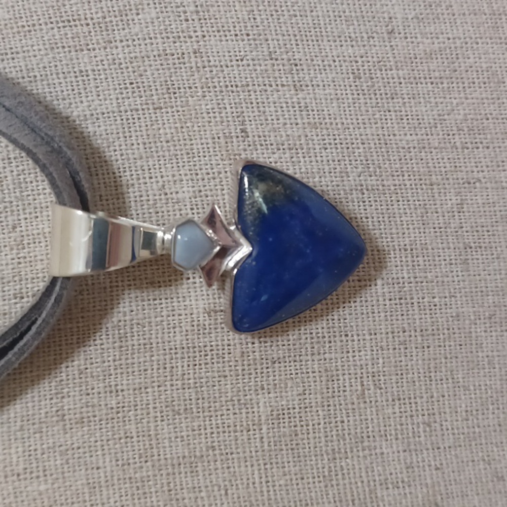 Jay King Lapis and Blue Agate Pendant with Suede Cord Necklace NEW - Picture 2 of 8